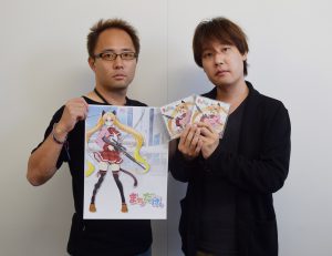 キャラデザインのｍｏｏ氏と川村社長（左）